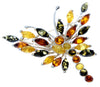 925 Sterling Silver & Baltic Amber Butterfly Unusual Brooch - 4155