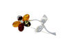 925 Sterling Silver & Baltic Amber Flower Brooch - AA801