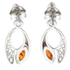 925 Sterling Silver & Baltic Amber Celtic Drop Earrings - GL179