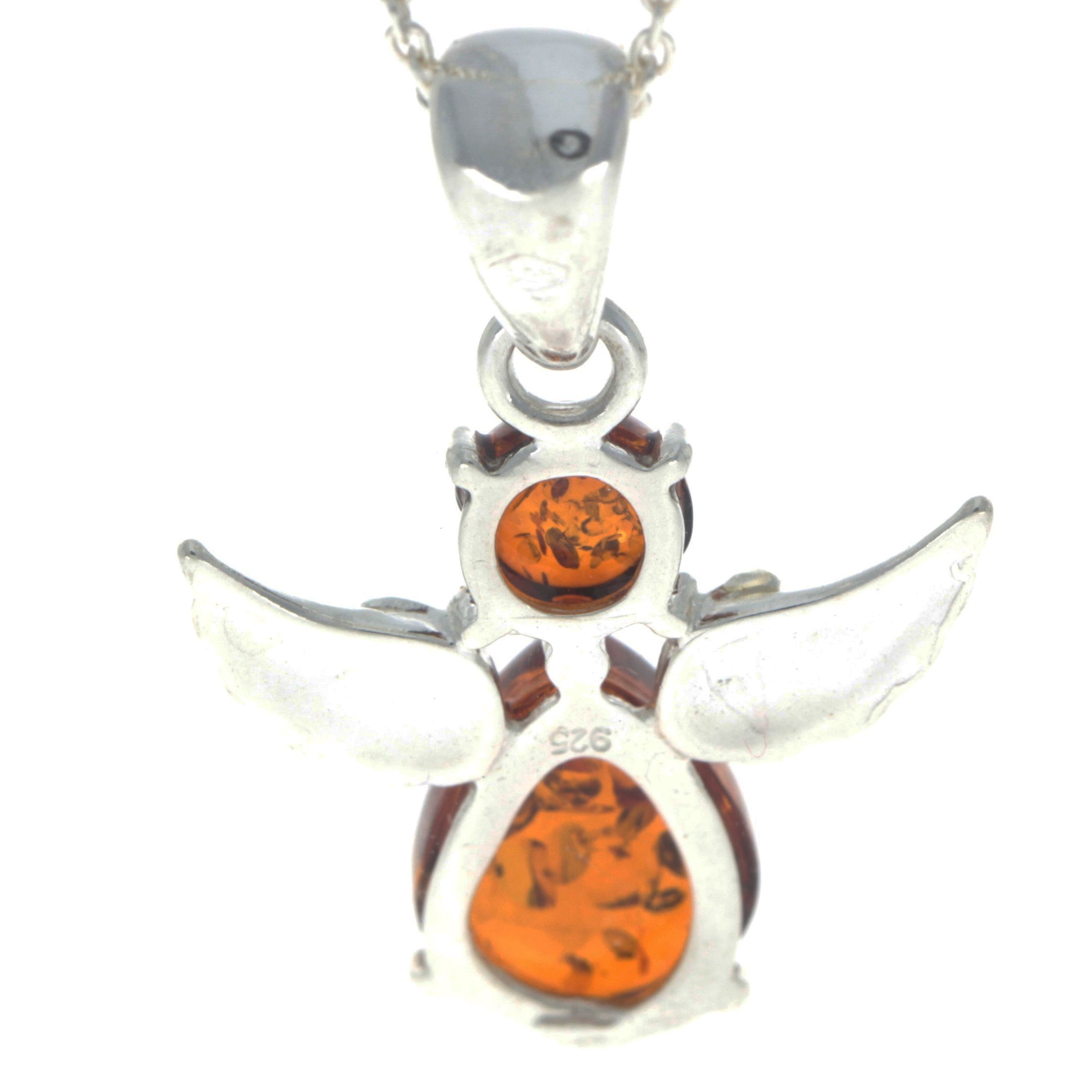 925 Sterling Silver & Baltic Amber Angel Pendant - 600