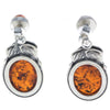 925 Sterling Silver & Baltic Amber Large Drop Earrings - 5405