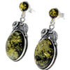 925 Sterling Silver & Baltic Amber Large Drop Earrings - 5405