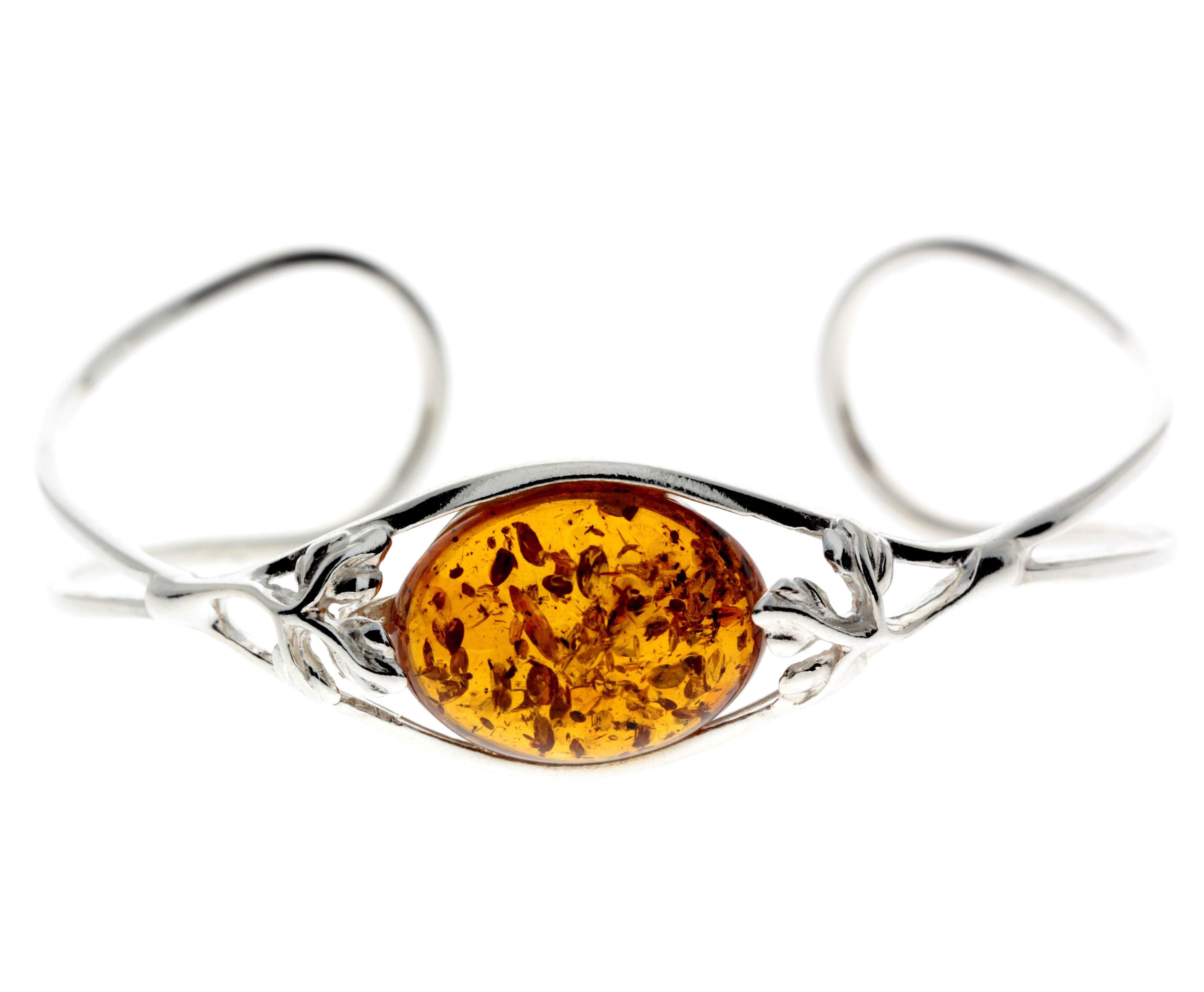 925 Sterling Silver & Baltic Amber Bangle - GL511