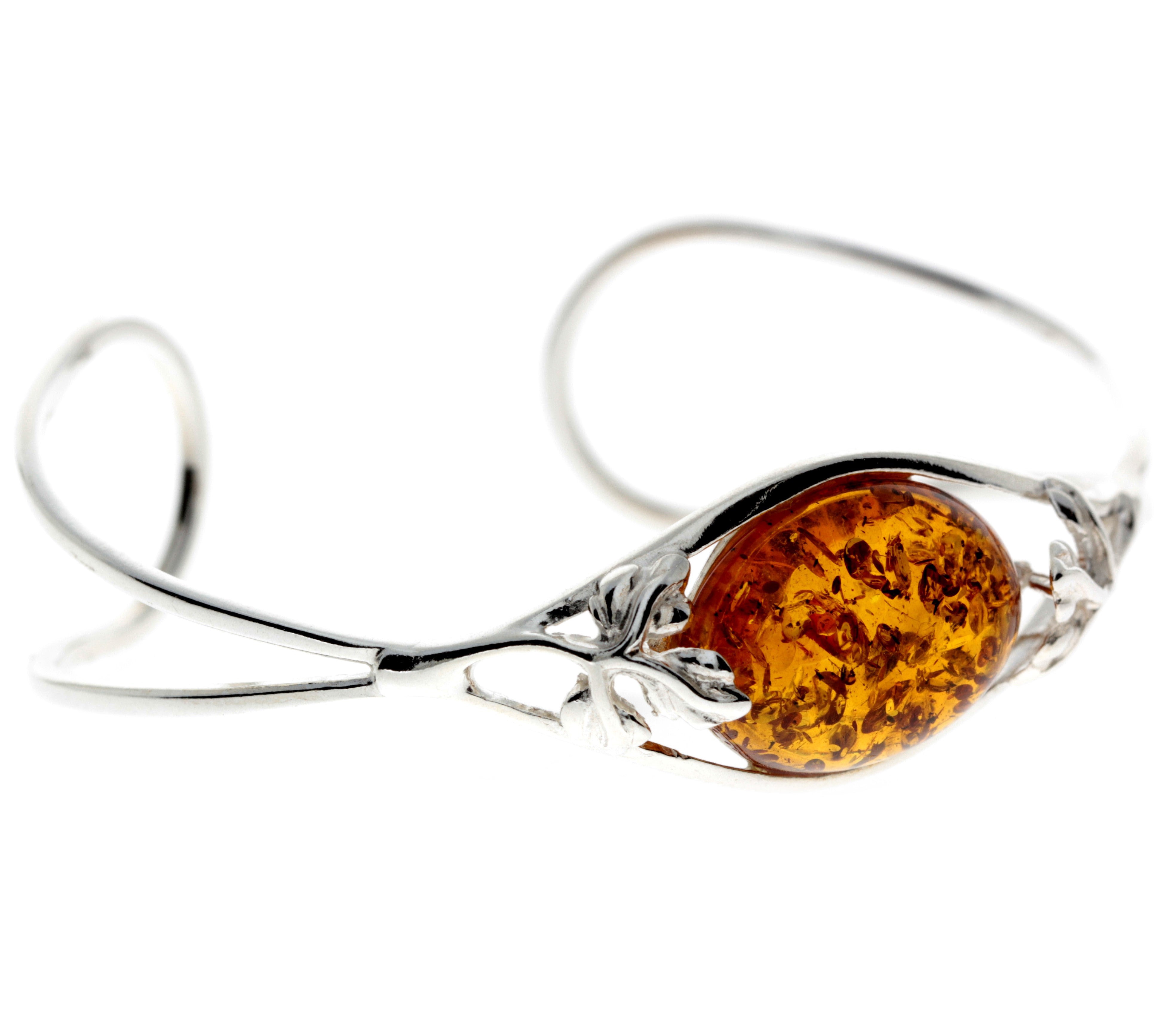 925 Sterling Silver & Baltic Amber Bangle - GL511