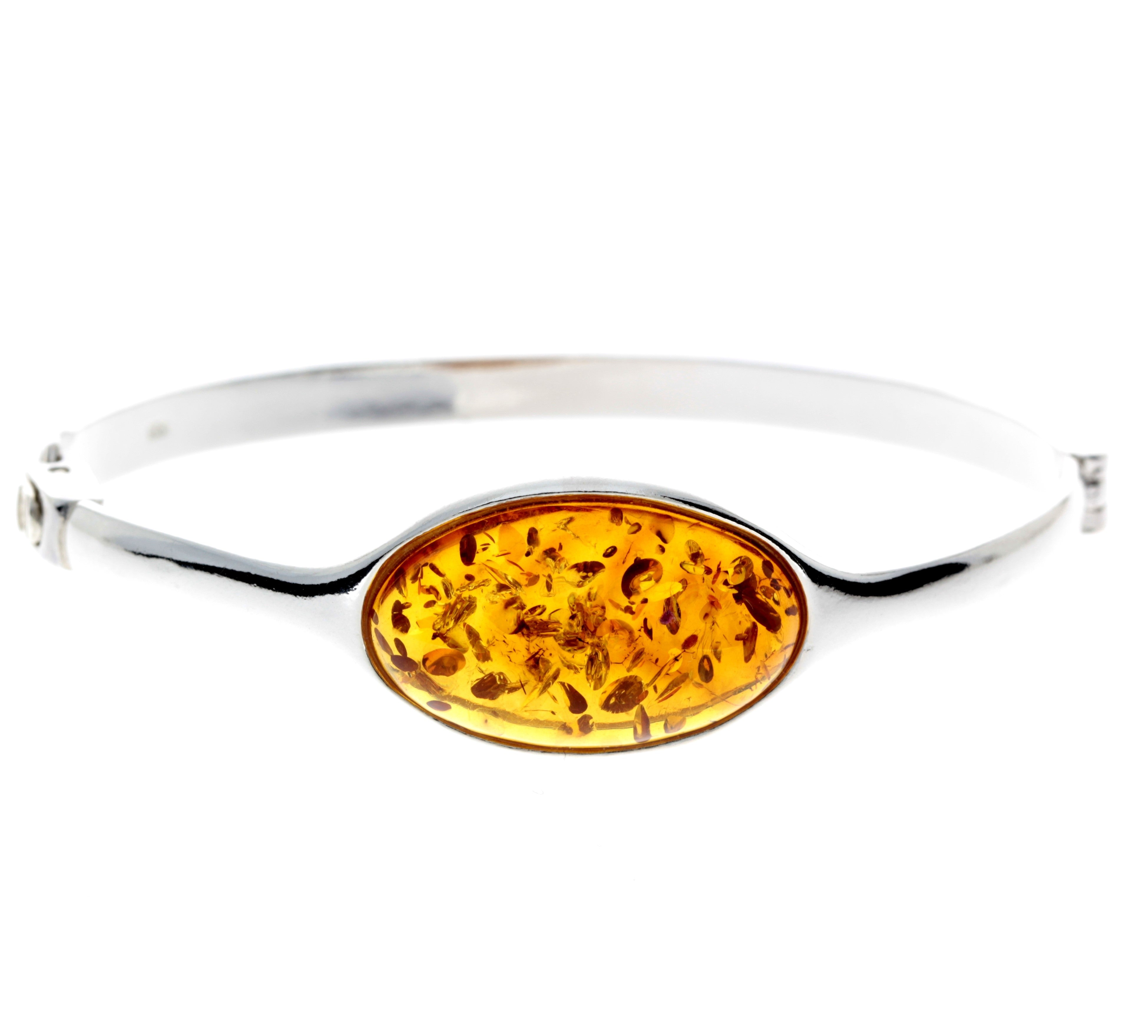 Beautiful Designer Silver Bangle with Baltic Amber - GL510