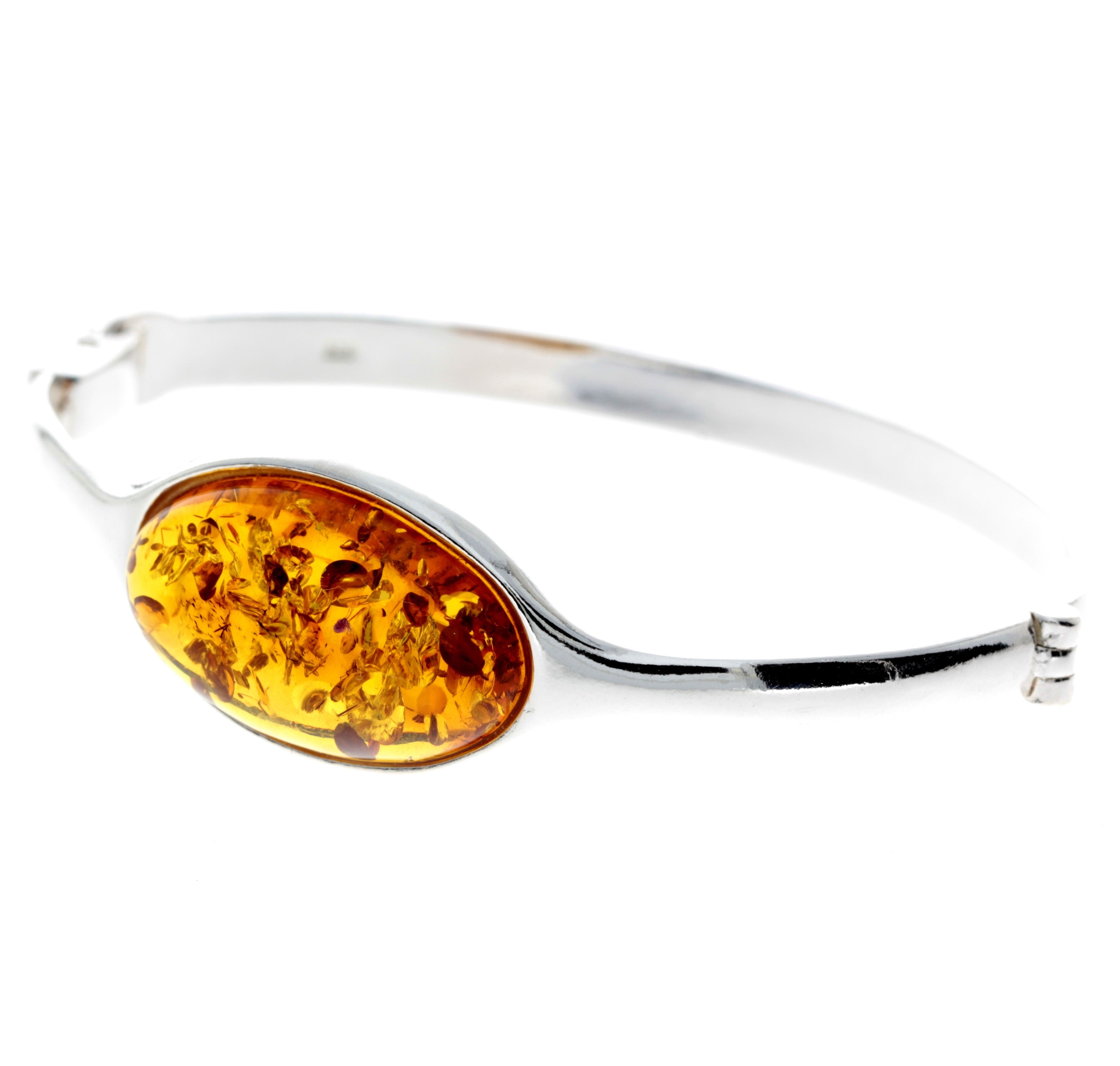 Beautiful Designer Silver Bangle with Baltic Amber - GL510