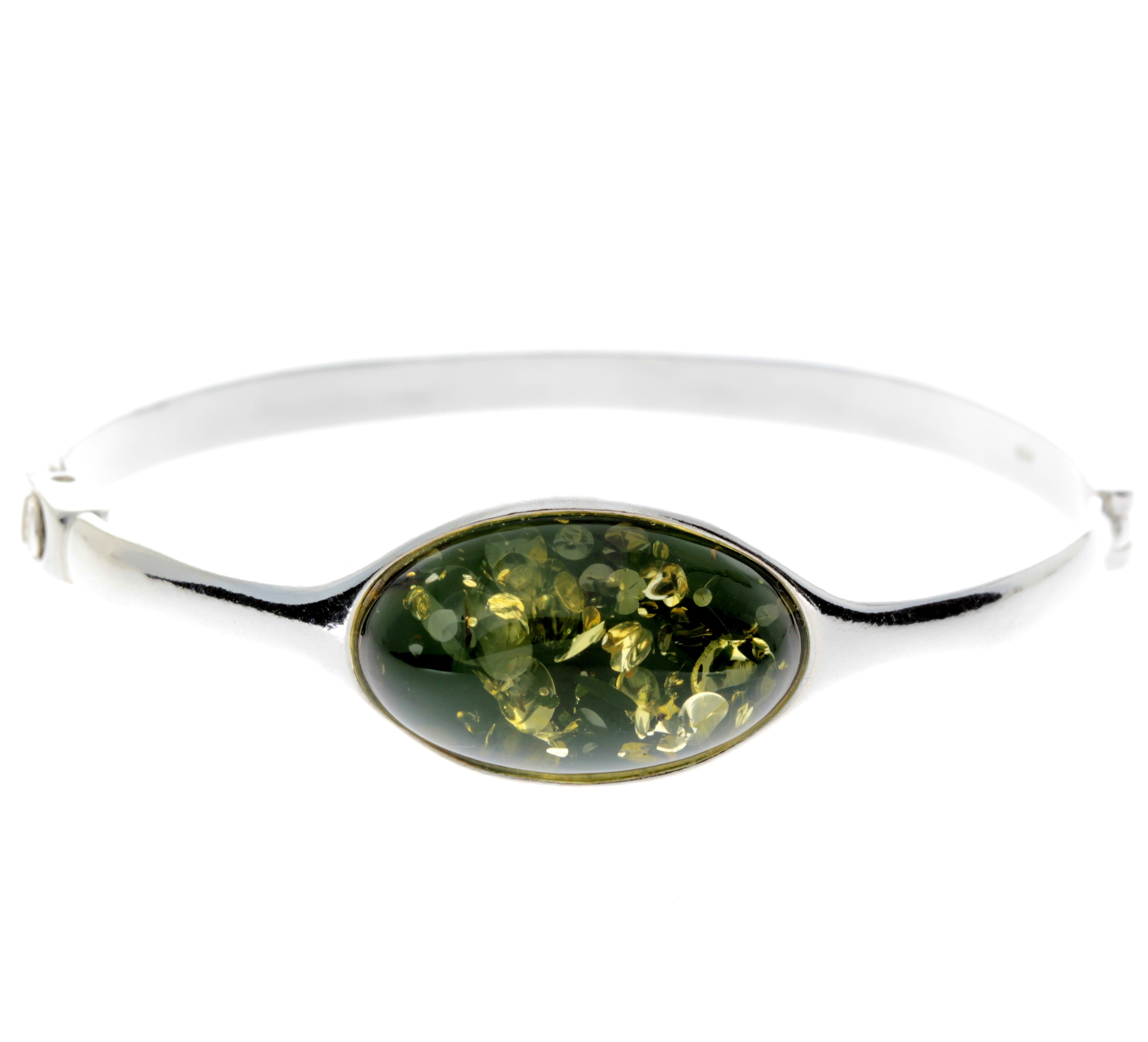 Beautiful Designer Silver Bangle with Baltic Amber - GL510