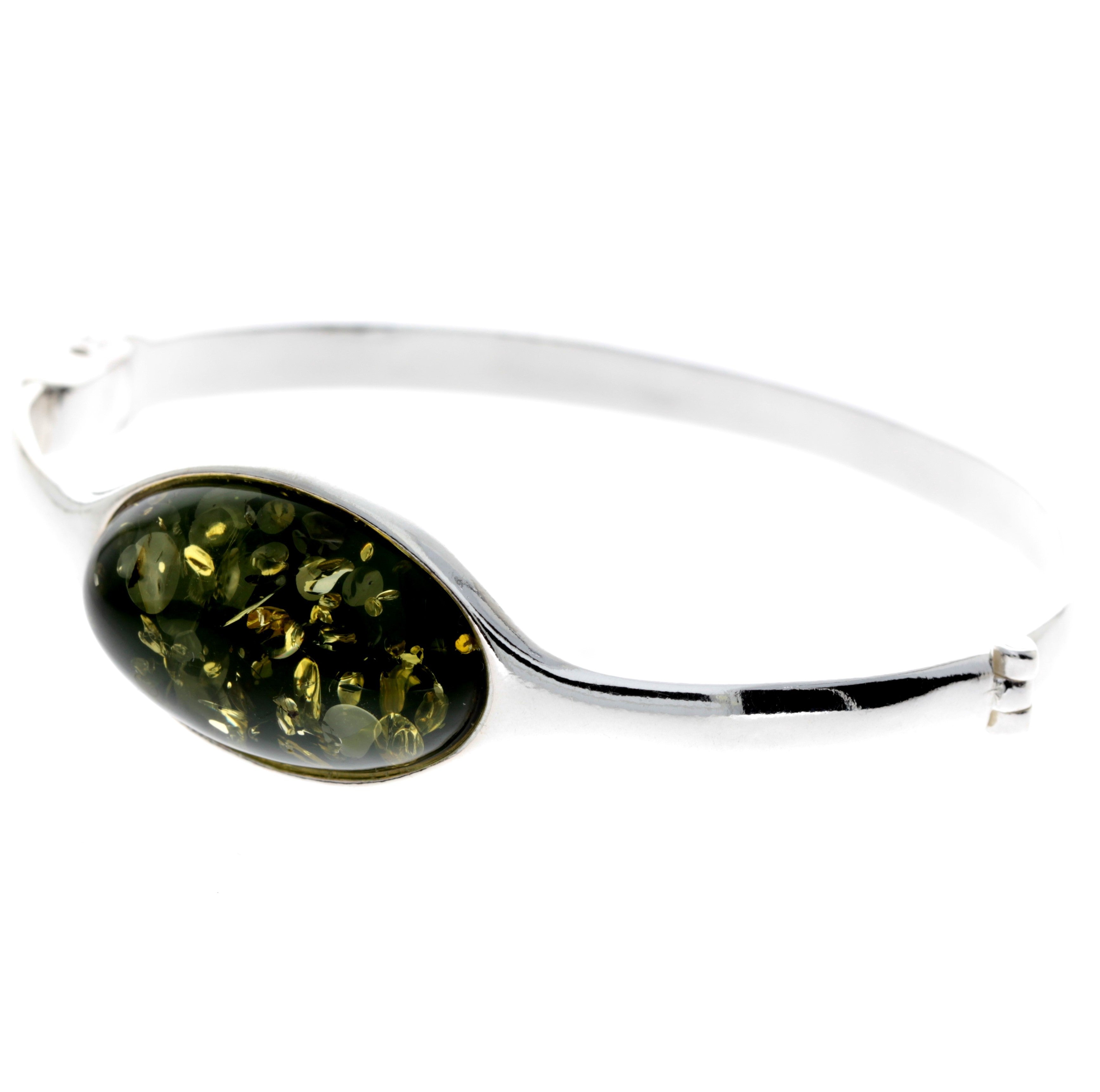 Beautiful Designer Silver Bangle with Baltic Amber - GL510