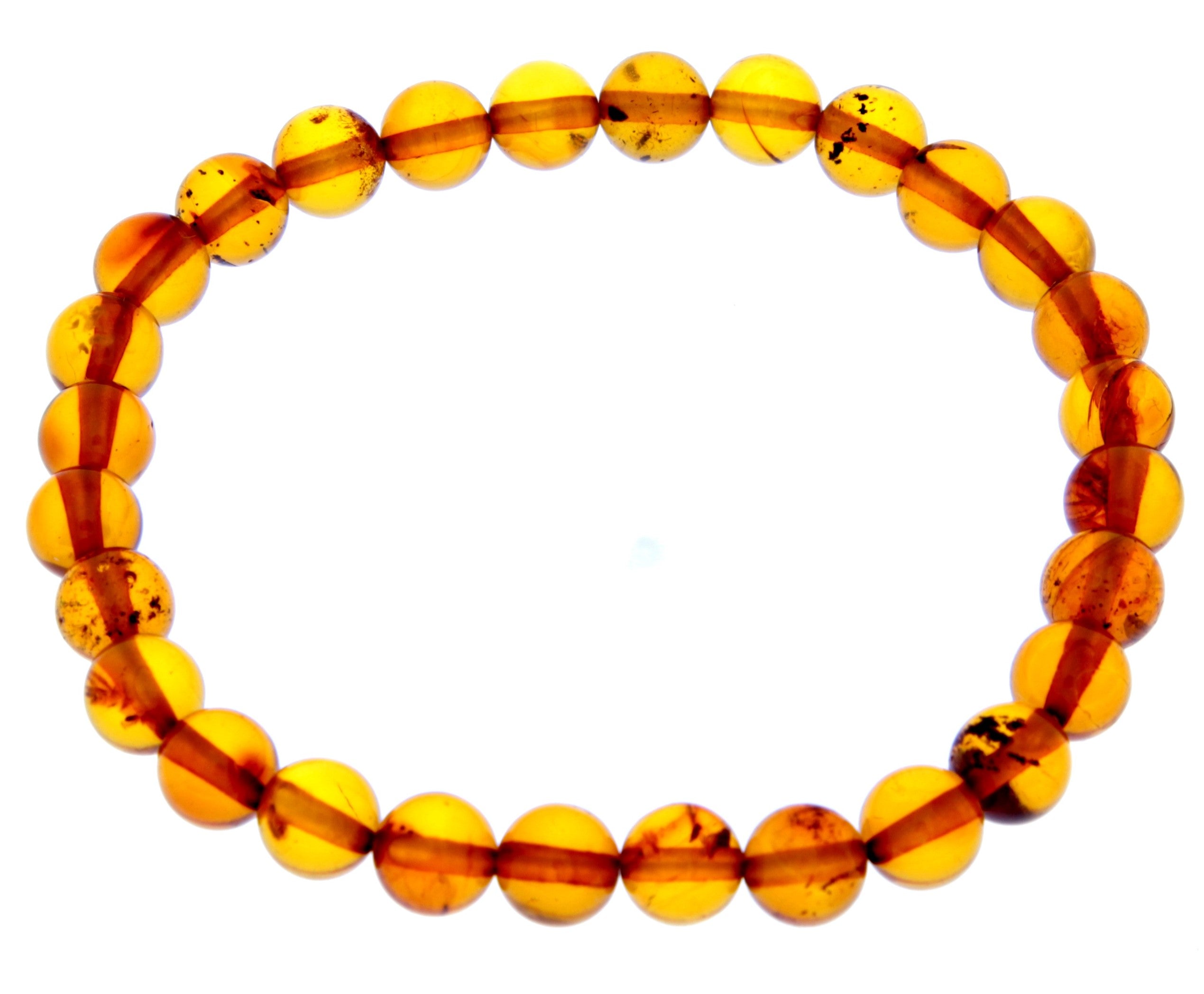 Genuine Baltic Amber Elastic Bracelet for Women - Perfect balls 7-8 mm - BT0169