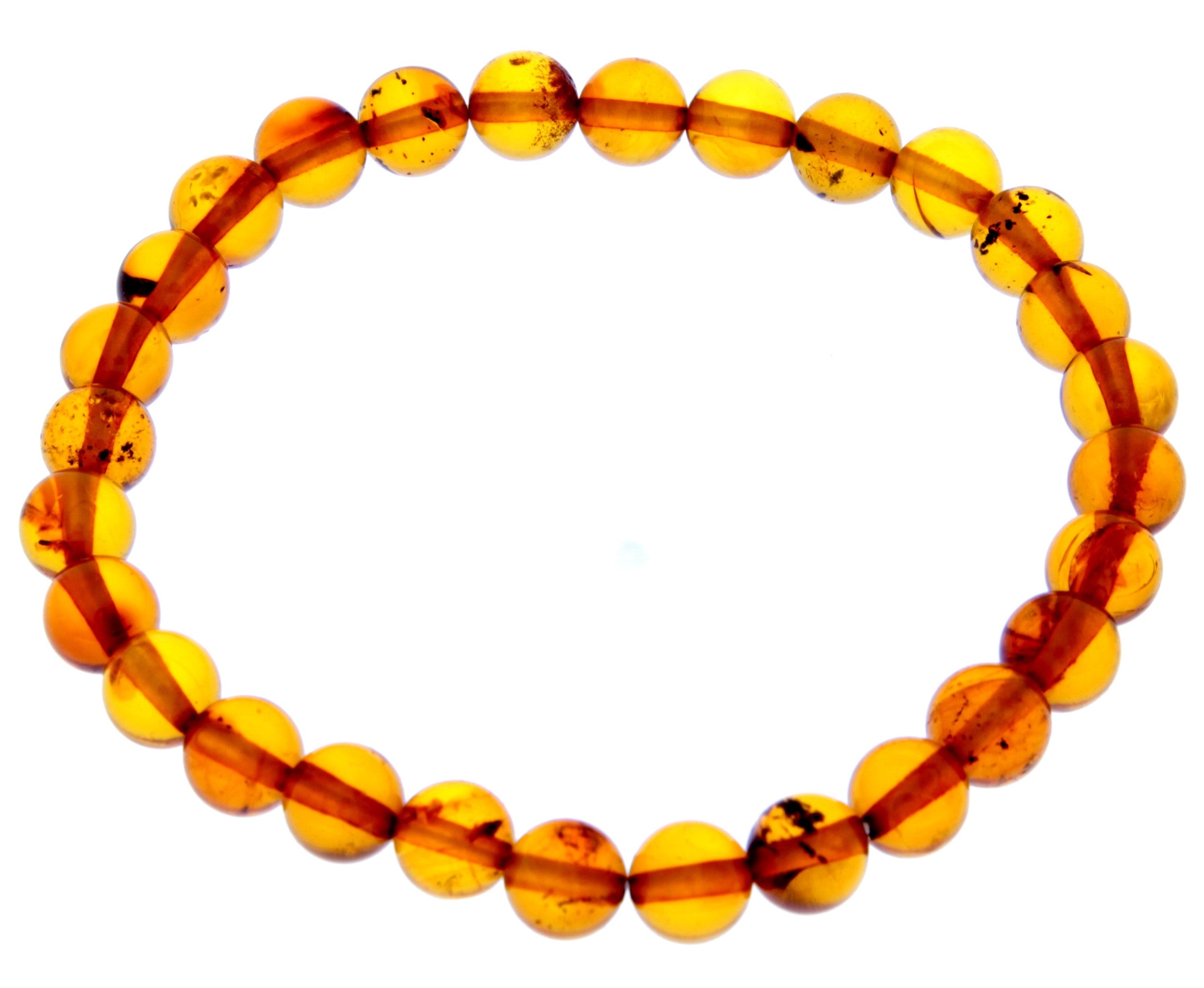 Genuine Baltic Amber Elastic Bracelet for Women - Perfect balls 7-8 mm - BT0169