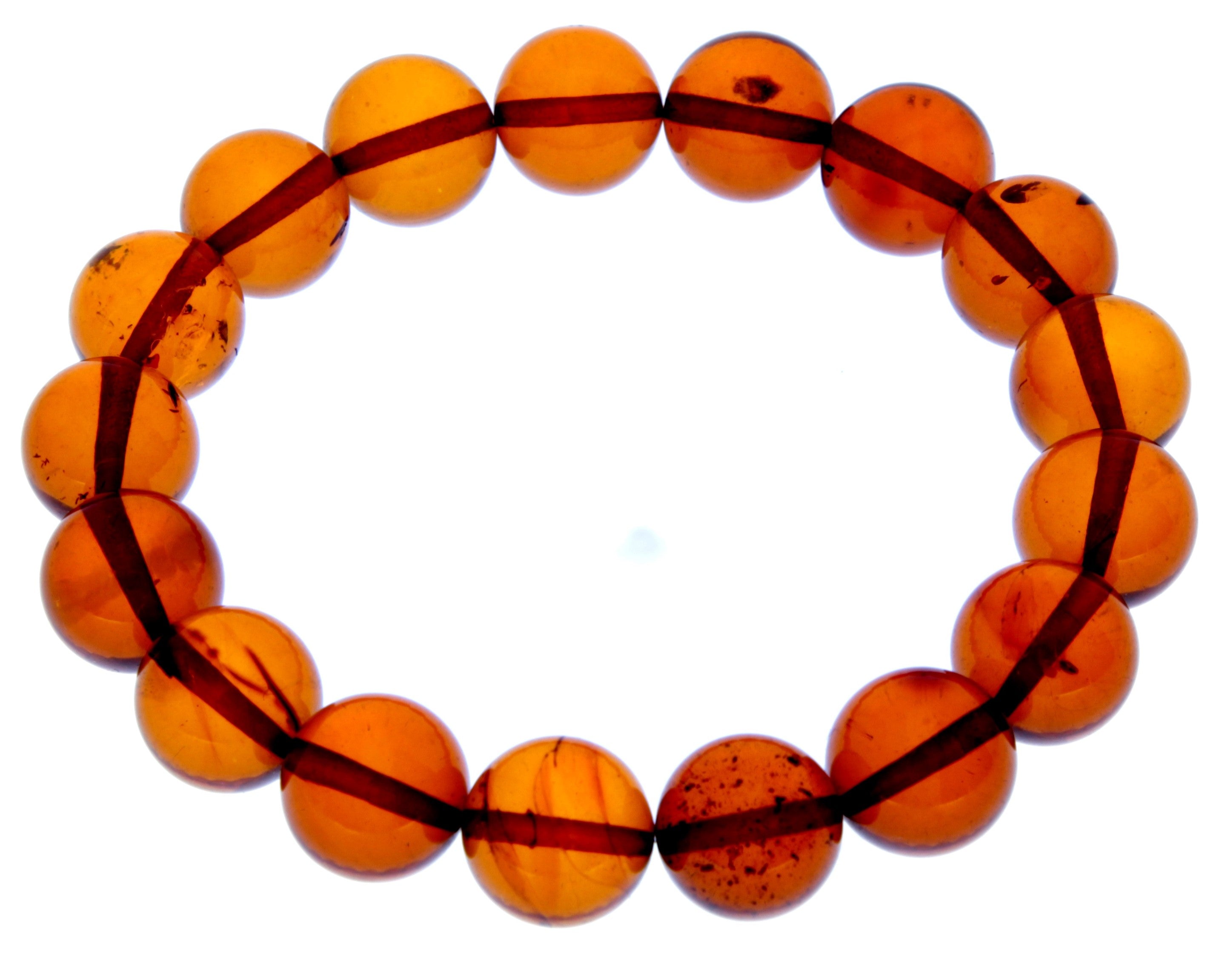 Genuine Baltic Amber Elastic Bracelet Unisex - Perfect balls 12-12 mm - BT0170