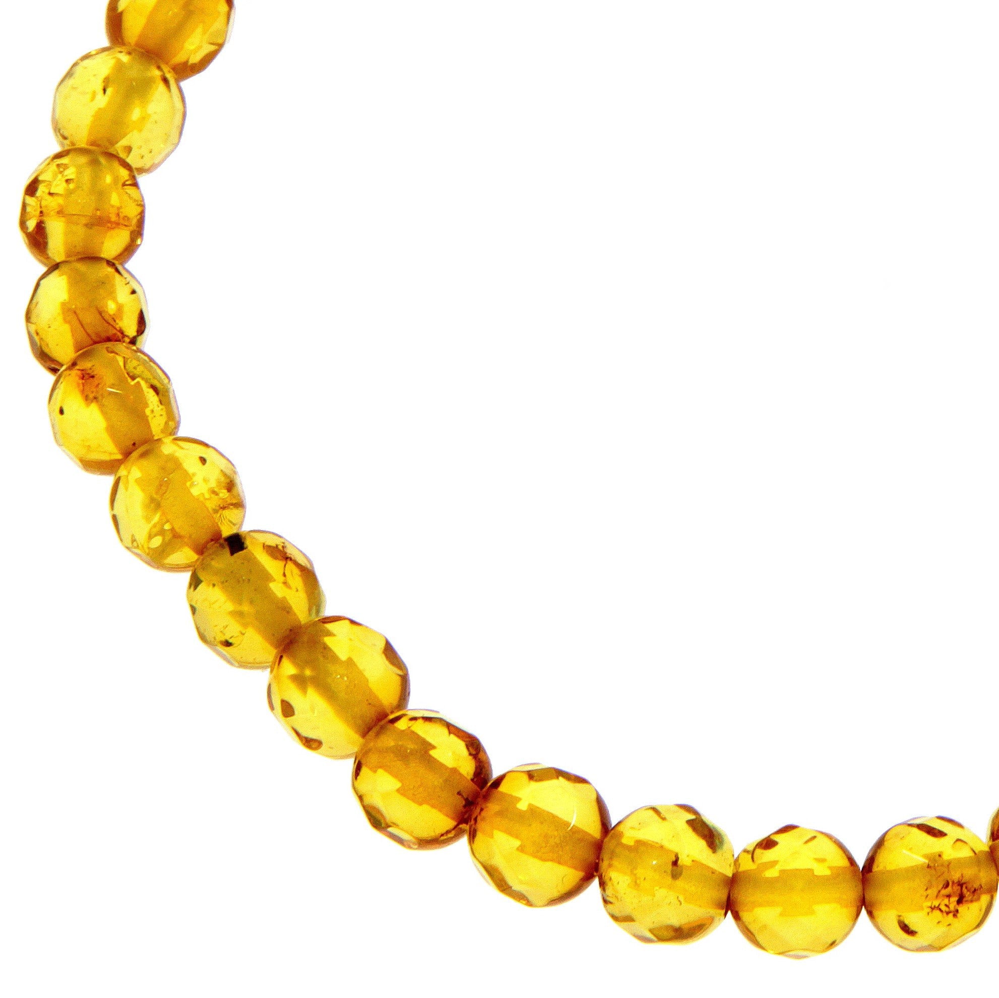 Genuine Baltic Amber Elastic Bracelet Unisex - Faceted Amber Beads 5x5 mm - BT0165