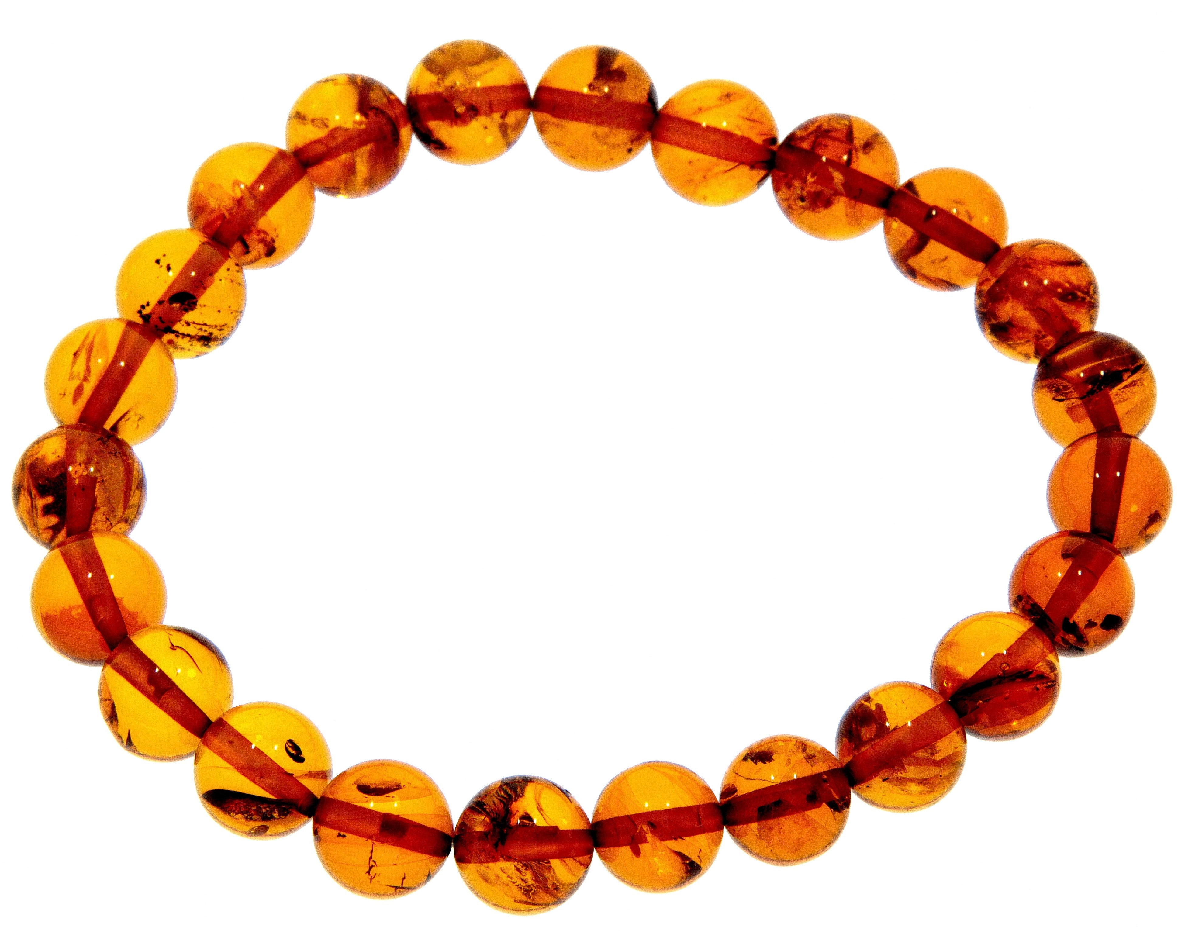 Genuine Baltic Amber Elastic Bracelet Unisex - Perfect balls from 6 to 9 mm - BT0164