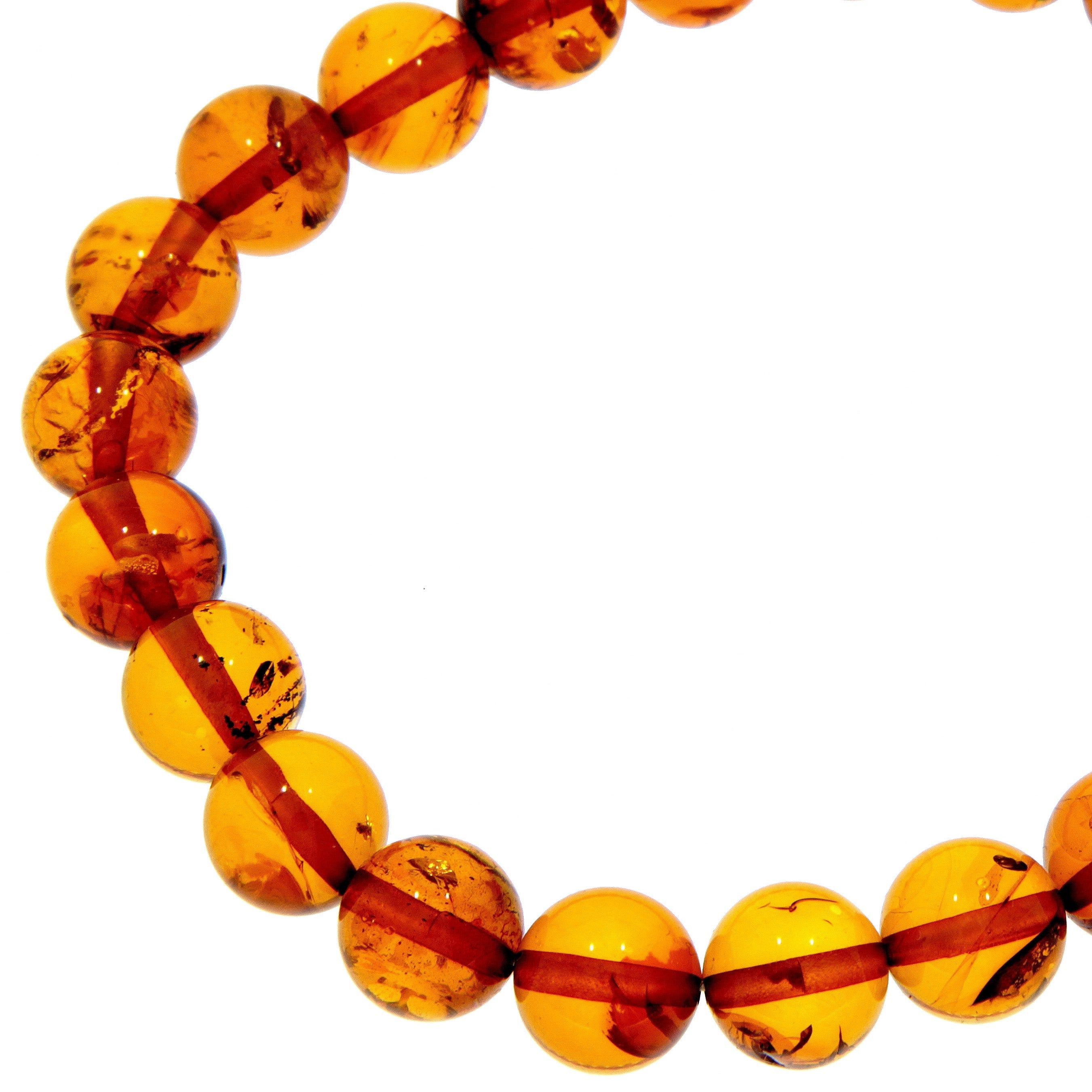 Genuine Baltic Amber Elastic Bracelet Unisex - Perfect balls from 6 to 9 mm - BT0164