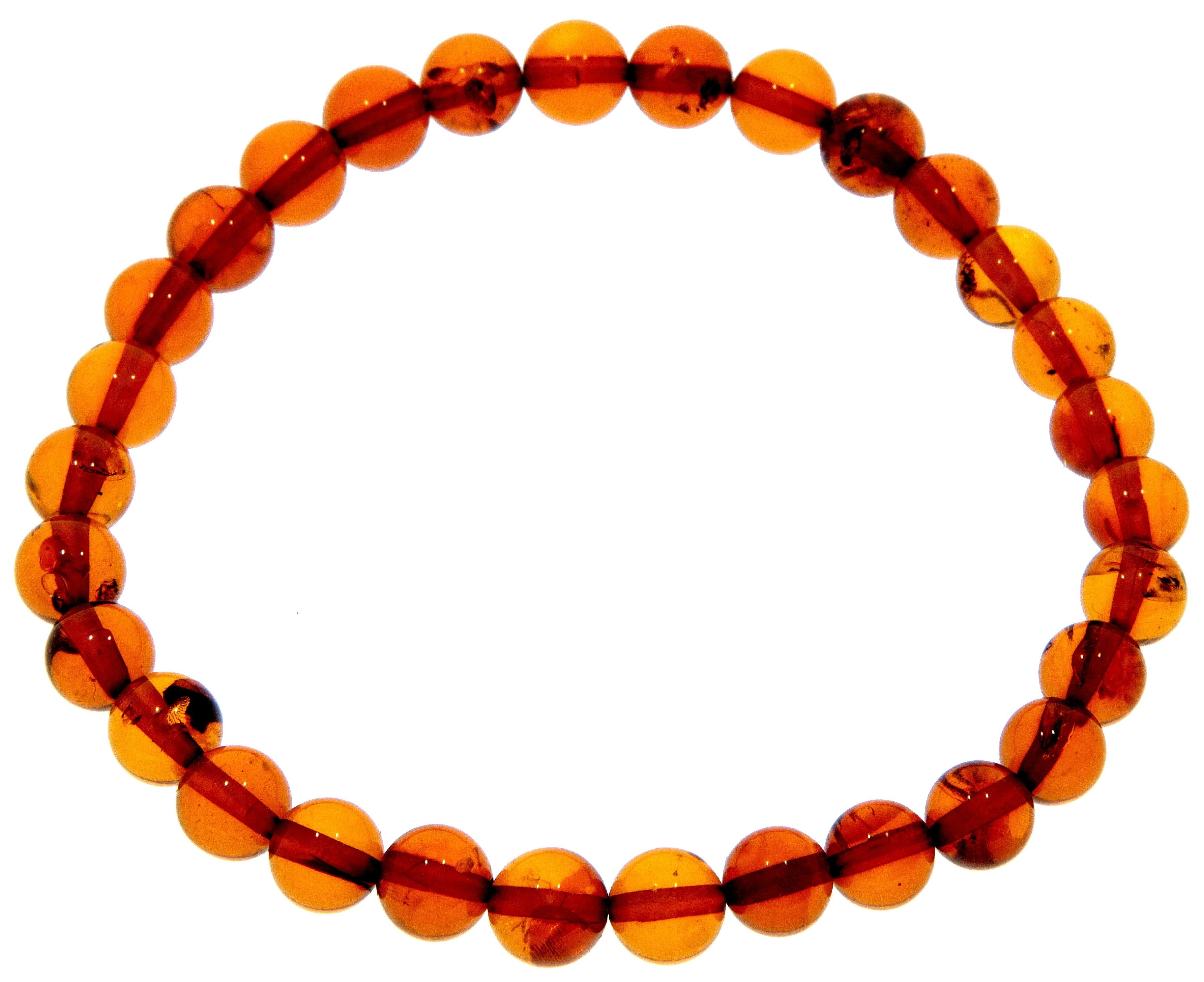 Genuine Baltic Amber Elastic Bracelet Unisex - Perfect balls from 6 to 9 mm - BT0164