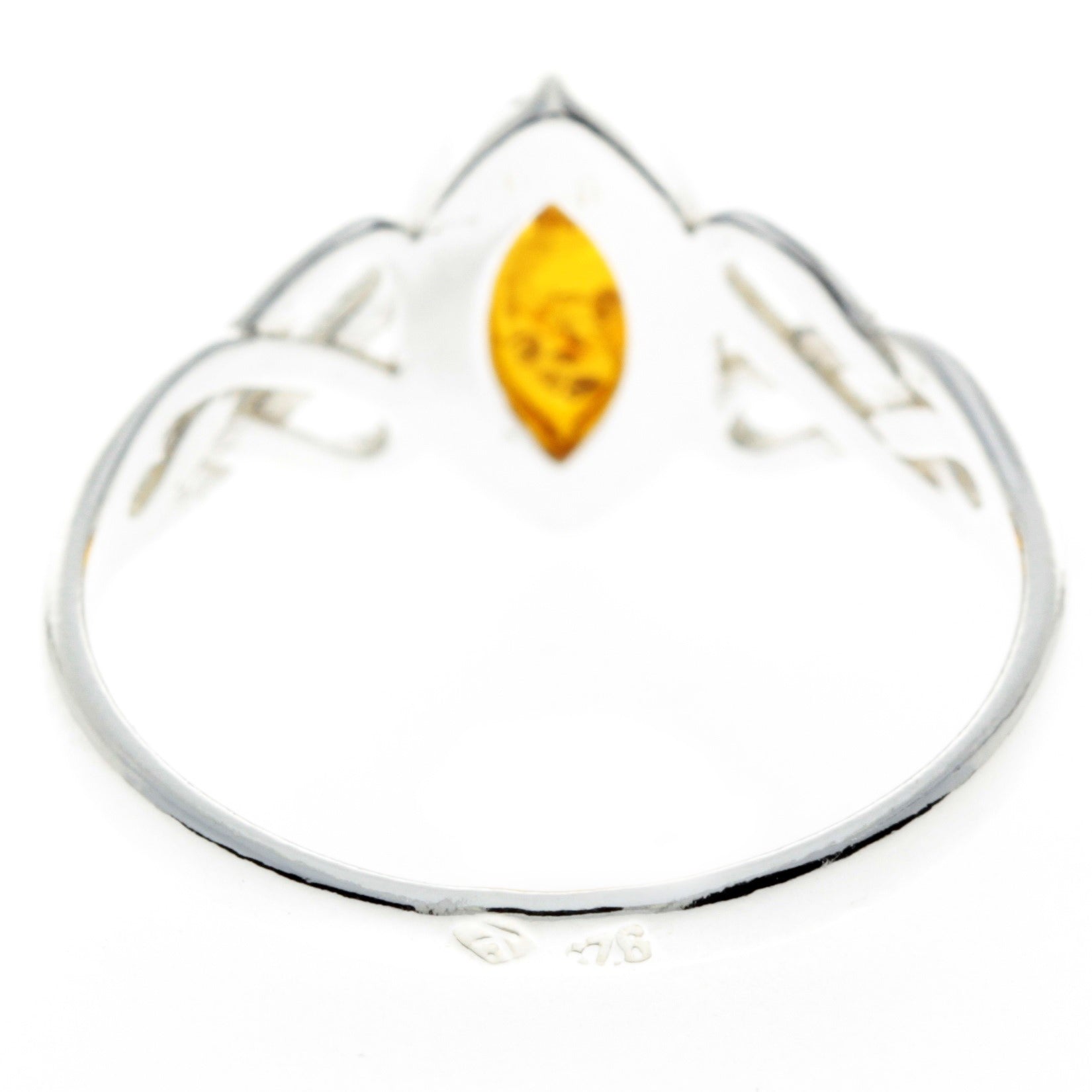 925 Sterling Silver & Genuine Baltic Amber Celtic Ring - M729