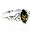 925 Sterling Silver & Genuine Baltic Amber Celtic Ring - M729