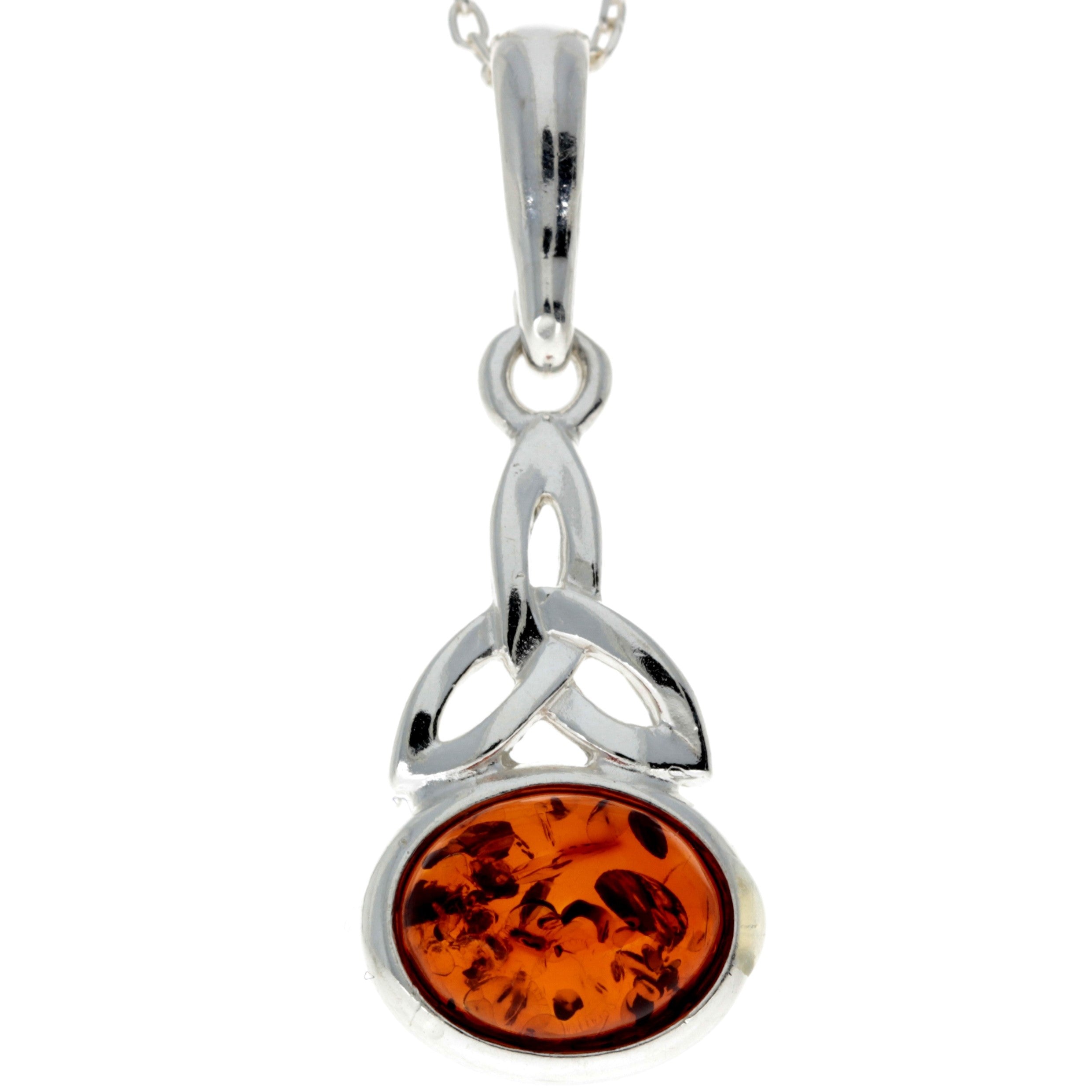 925 Sterling Silver & Baltic Amber Celtic Pendant - 1833