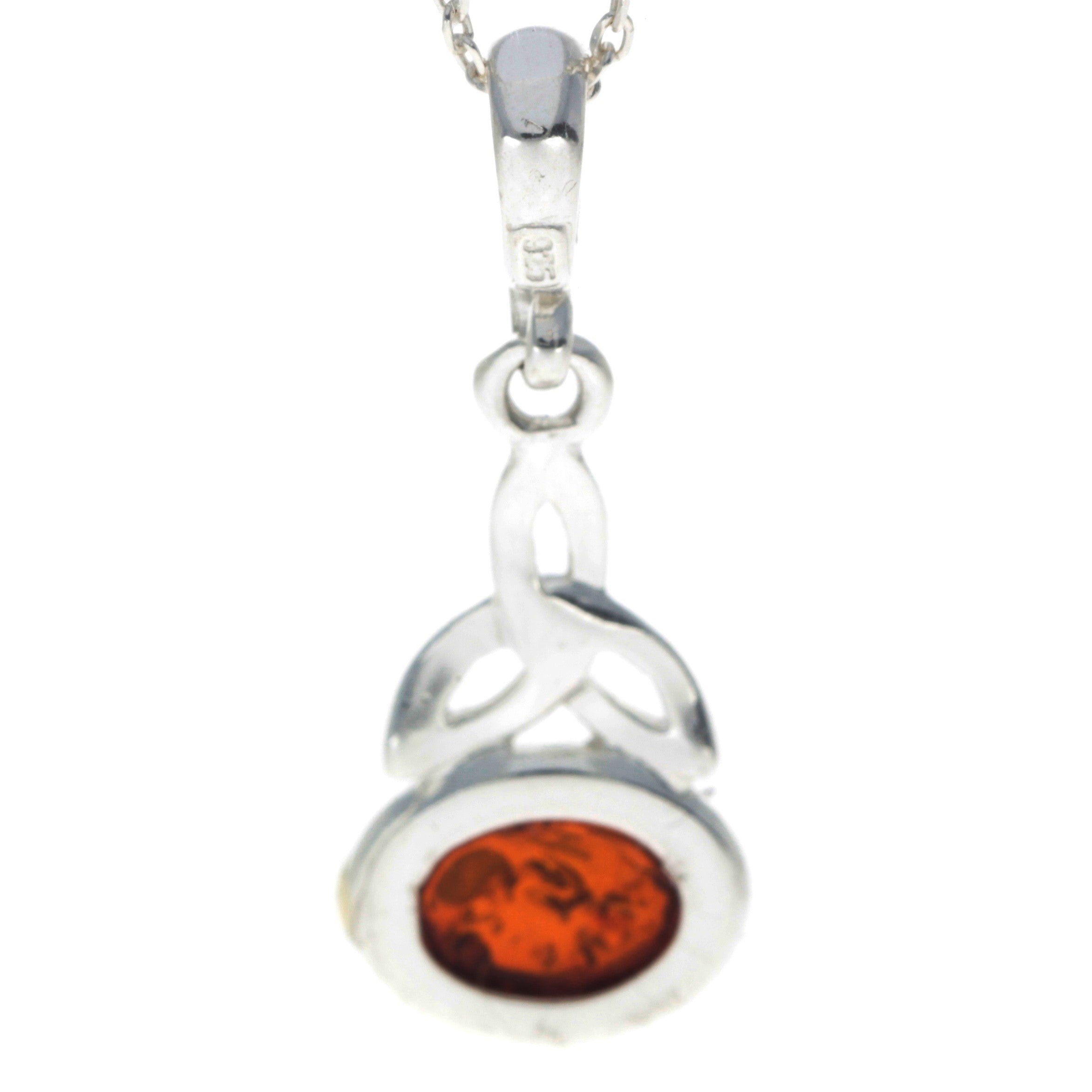 925 Sterling Silver & Baltic Amber Celtic Pendant - 1833