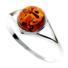 925 Sterling Silver & Baltic Amber Classic Round Stone Ring - M731