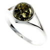 925 Sterling Silver & Baltic Amber Classic Round Stone Ring - M731