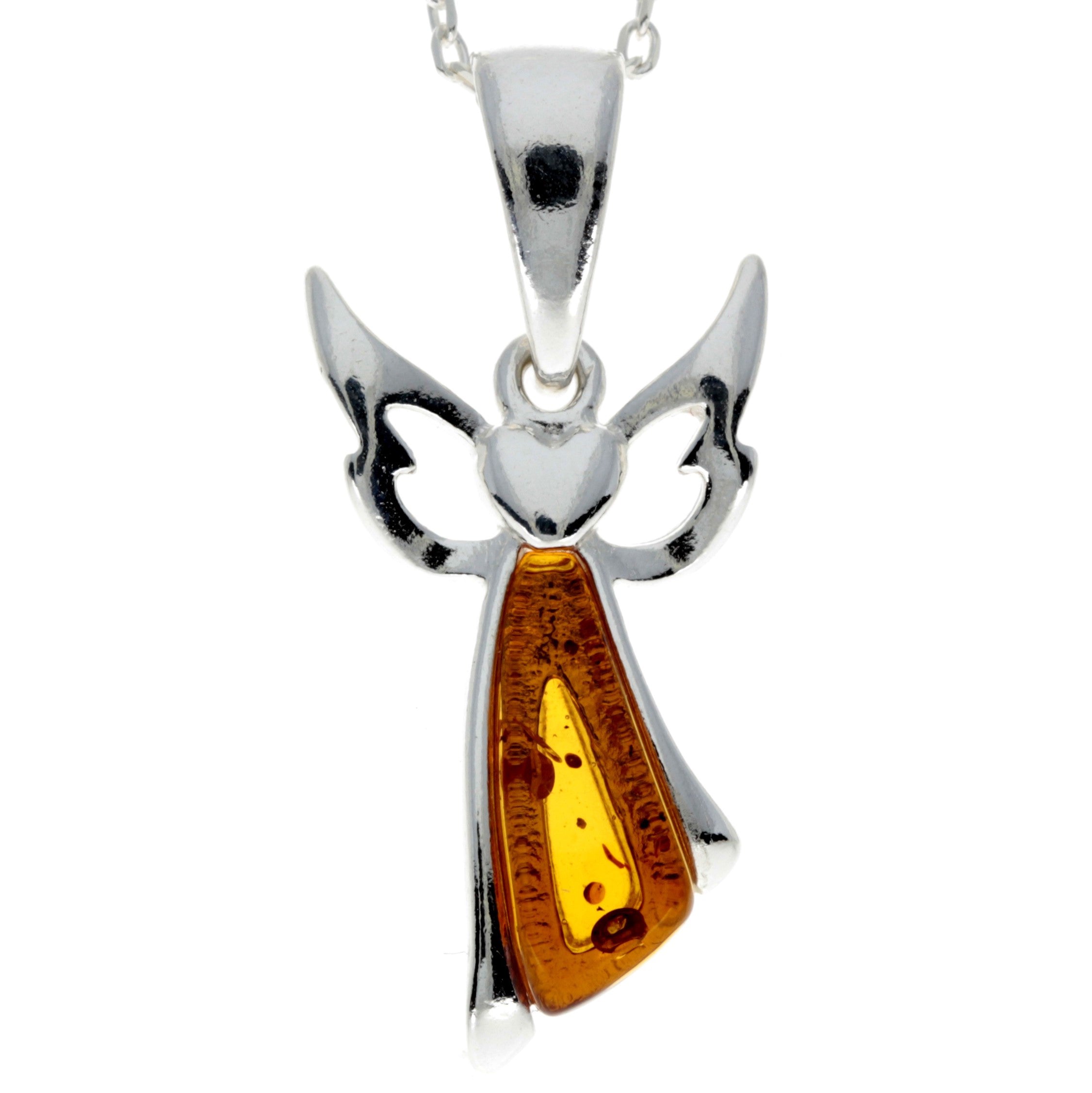 925 Sterling Silver & Baltic Amber Angel Pendant - GL2008C