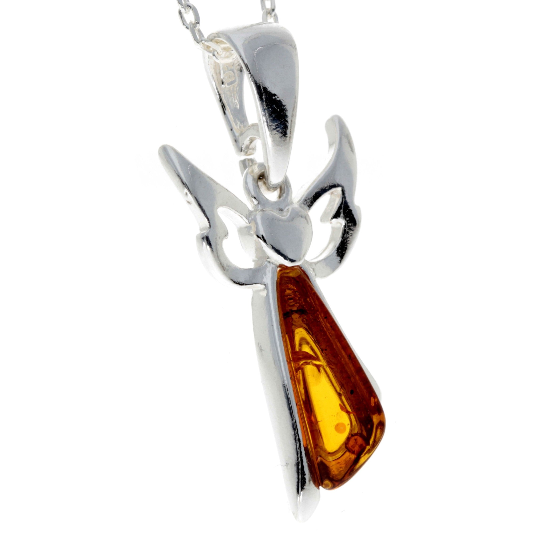 925 Sterling Silver & Baltic Amber Angel Pendant - GL2008C