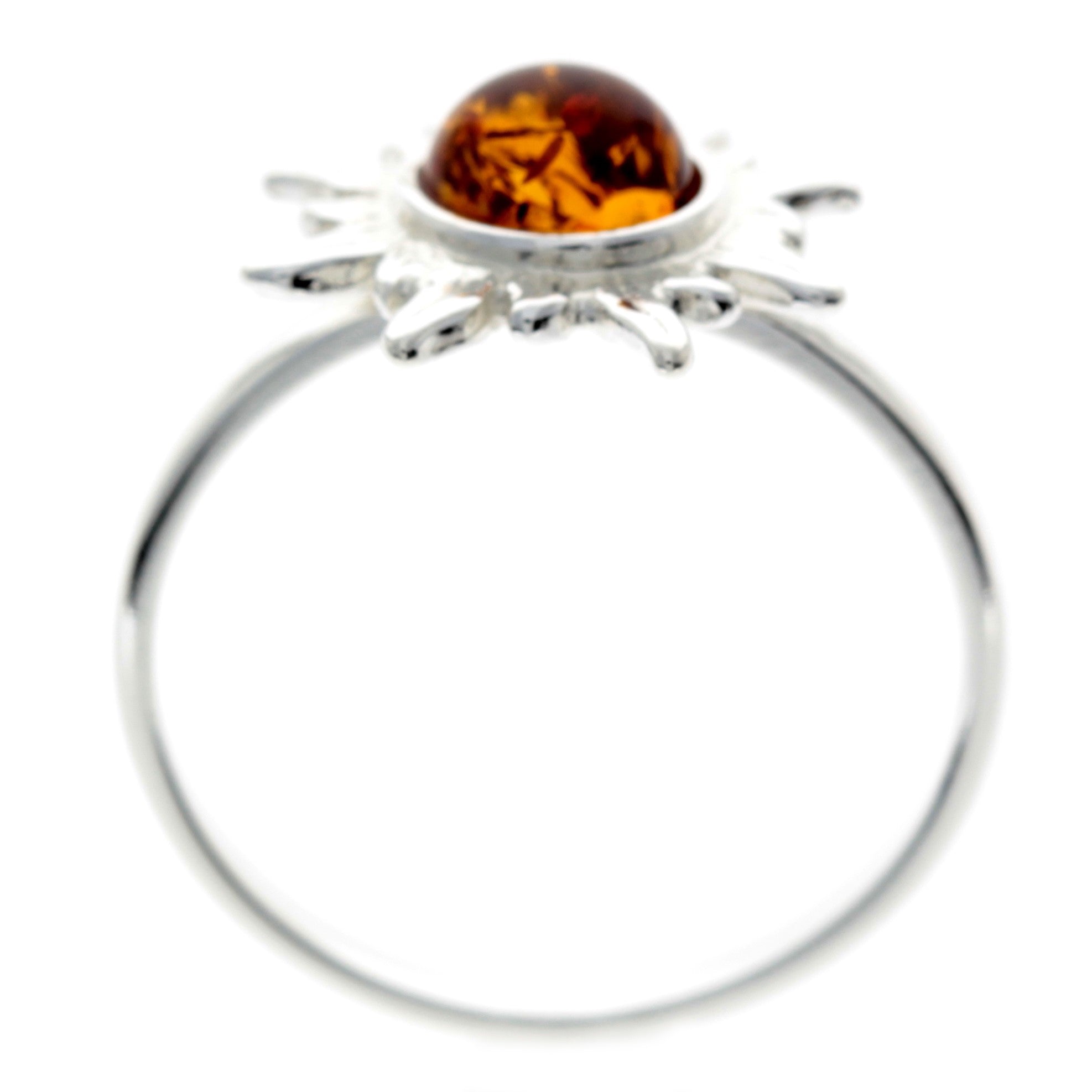 925 Sterling Silver & Baltic Amber Sun / Star Ring - M730