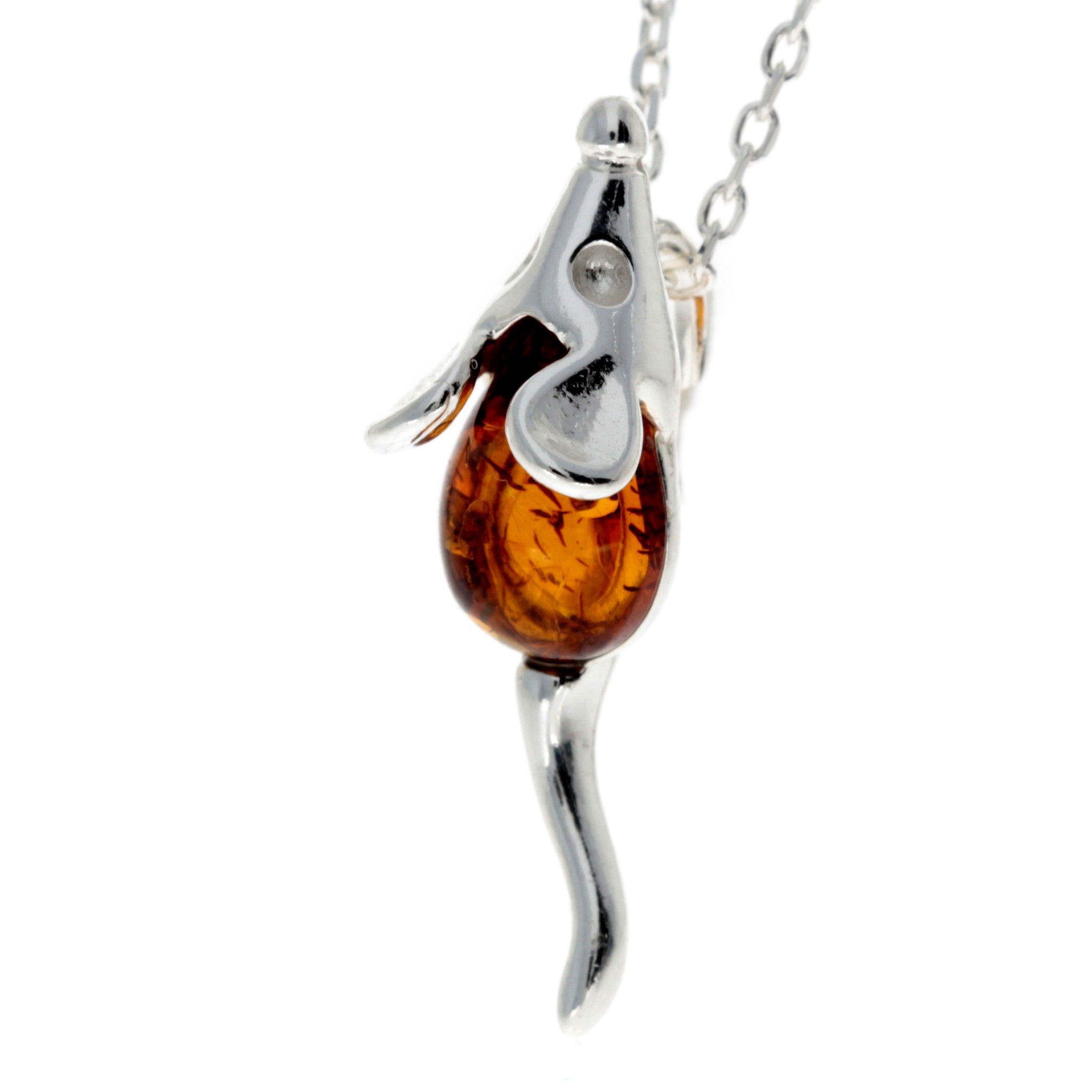 925 Sterling Silver & Baltic Amber Little Mouse Pendant - GL2009