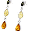 925 Sterling Silver and Genuine Baltic Amber Dangly Drop Earrings - GL150