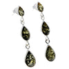 925 Sterling Silver and Genuine Baltic Amber Dangly Drop Earrings - GL150