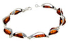 925 Sterling Silver & Cognac Baltic Amber Modern Link Bracelet - GL539