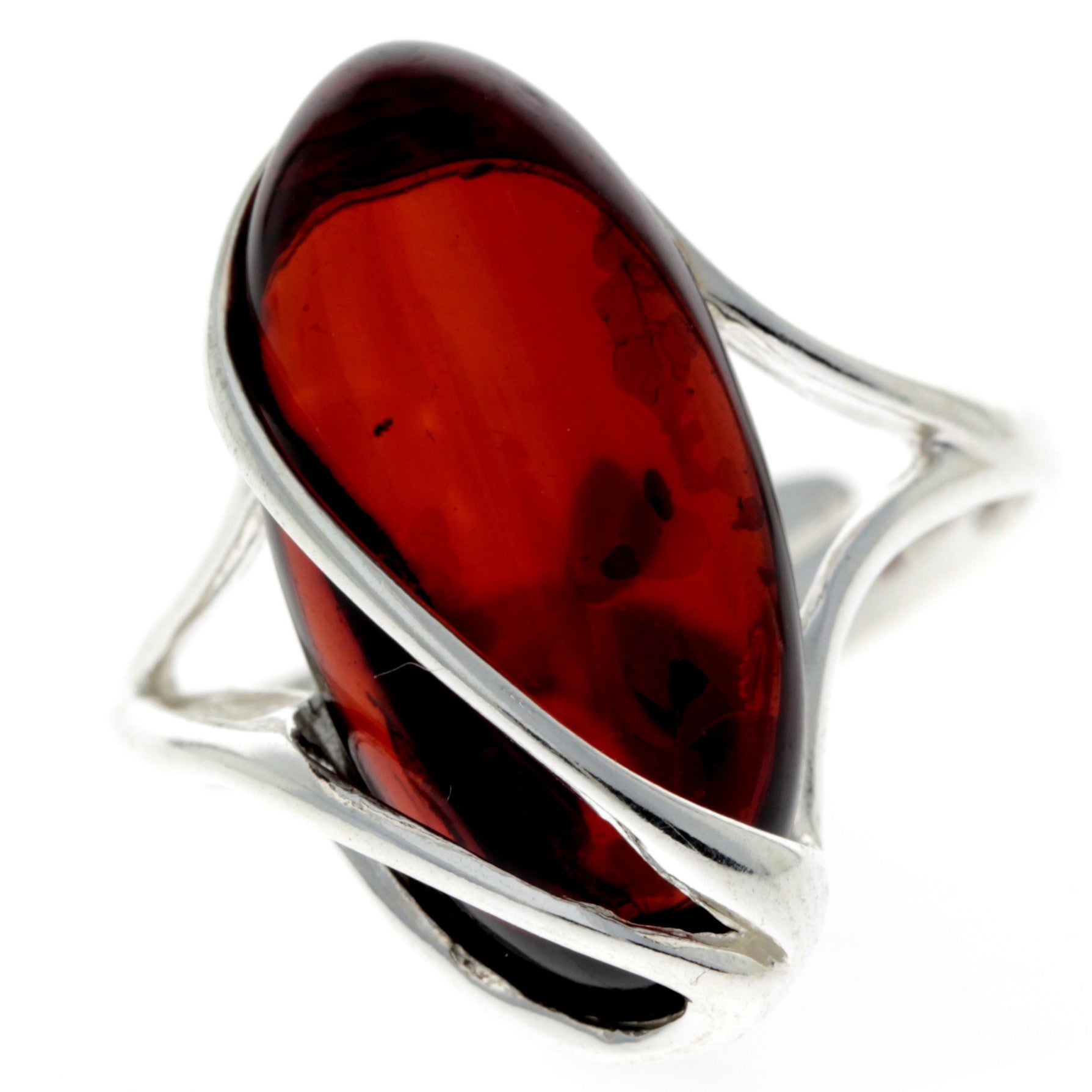 925 Sterling Silver & Genuine Baltic Amber Adjustable Ring GL423A