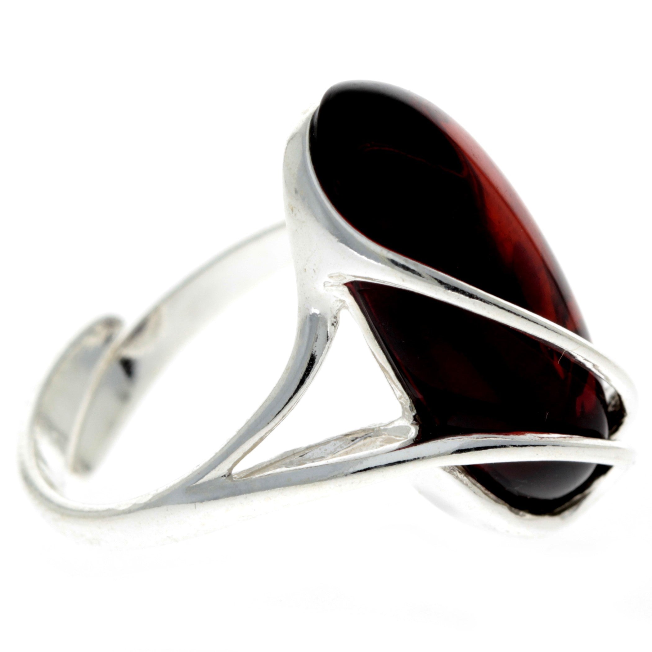 925 Sterling Silver & Genuine Baltic Amber Adjustable Ring GL423A