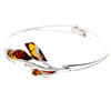 925 Sterling Silver & Baltic Amber 3 Stone Modern Bangle - GL548