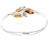 925 Sterling Silver & Baltic Amber 3 Stone Modern Bangle - GL548