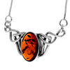 925 Sterling Silver & Genuine Baltic Amber Classic Celtic Necklace on Snake Chain with extender - 6105