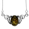 925 Sterling Silver & Genuine Baltic Amber Classic Celtic Necklace on Snake Chain with extender - 6105