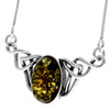 925 Sterling Silver & Genuine Baltic Amber Classic Celtic Necklace on Snake Chain with extender - 6105