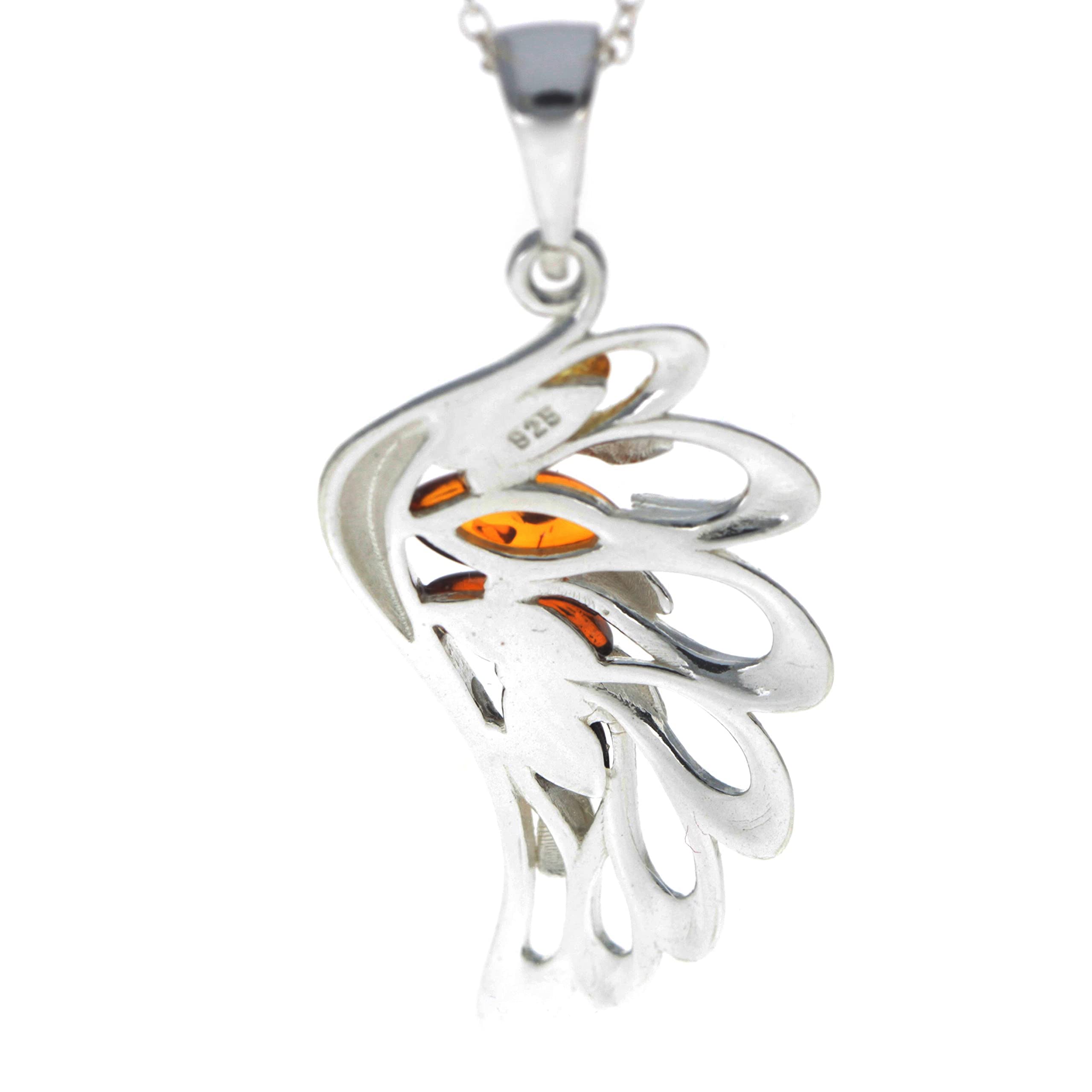 925 Sterling Silver Lucky Angel Wing with Baltic Amber - GL367