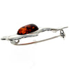 925 Sterling Silver & Baltic Amber Dolphin Brooch - 4009