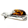 925 Sterling Silver & Baltic Amber Elephant Brooch - 4010