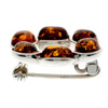 925 Sterling Silver & Baltic Amber Classic Round Brooch - 4174X