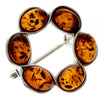 925 Sterling Silver & Baltic Amber Classic Round Brooch - 4174X