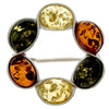 925 Sterling Silver & Baltic Amber Classic Round Brooch - 4174X