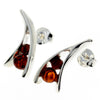 925 Sterling Silver & Baltic Amber Modern Studs Earrings - GL112