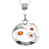 925 Sterling Silver & Baltic Amber 3 Stone Classic Pendant - M396