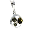 925 Sterling Silver & Baltic Amber 3 Stone Classic Pendant - M396