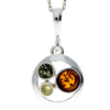 925 Sterling Silver & Baltic Amber 3 Stone Classic Pendant - M396