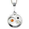 925 Sterling Silver & Baltic Amber 3 Stone Classic Pendant - M396